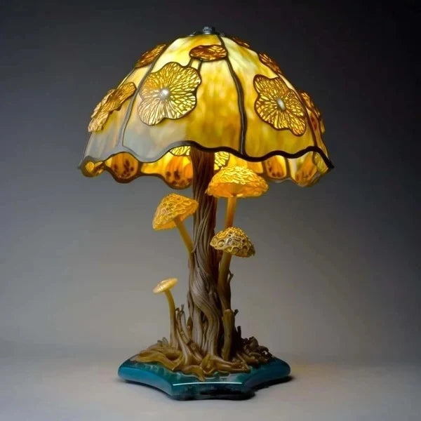 Table Lamp Stained Glass Mosaic Handcrafted Ambient Lighting