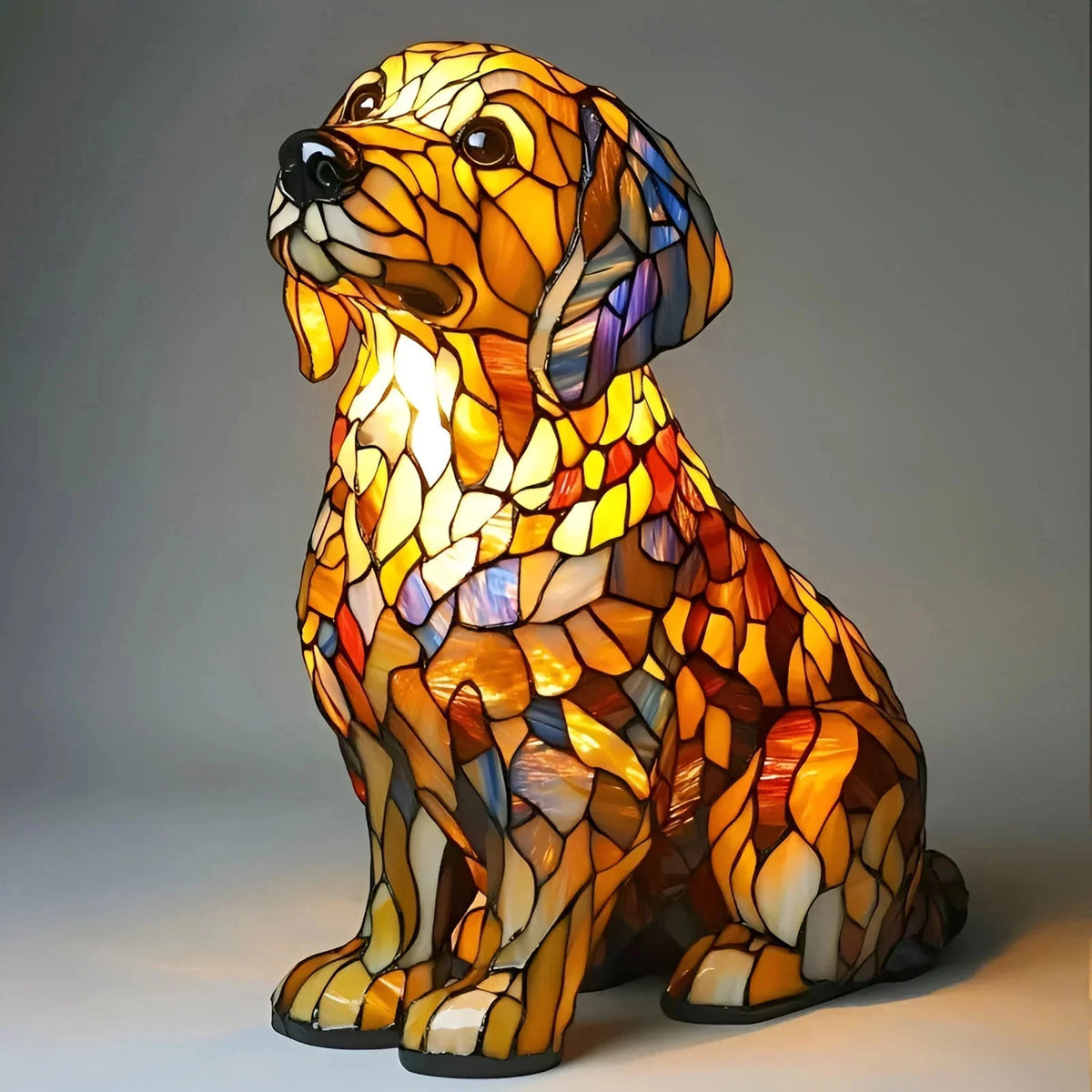 Table Lamp Stained Glass Mosaic Handcrafted Ambient Lighting