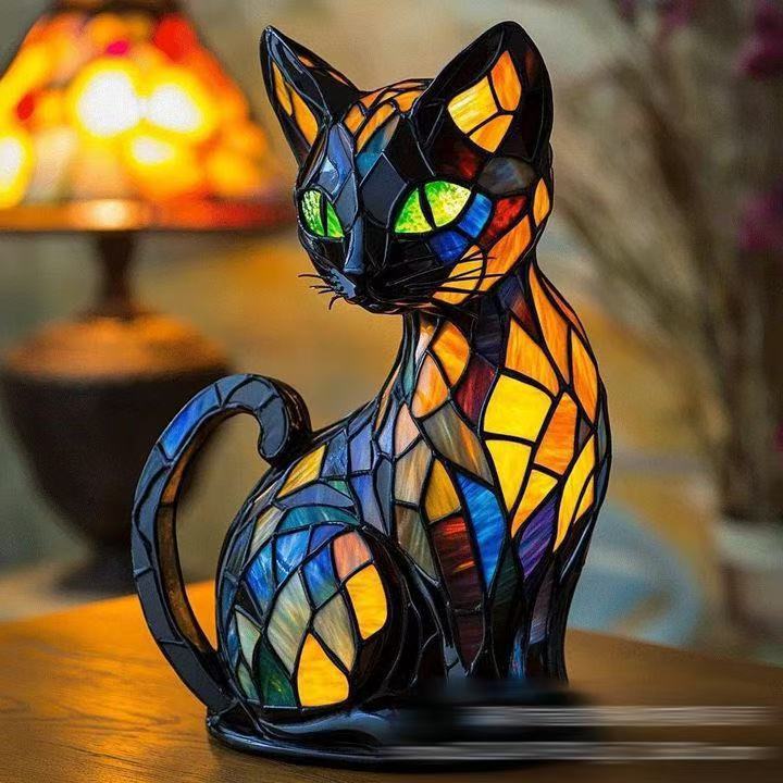 Table Lamp Stained Glass Mosaic Handcrafted Ambient Lighting