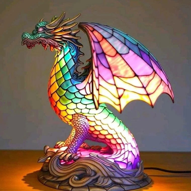 Table Lamp Stained Glass Mosaic Handcrafted Ambient Lighting