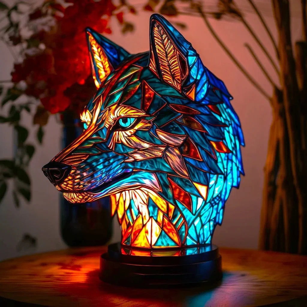 Table Lamp Stained Glass Mosaic Handcrafted Ambient Lighting