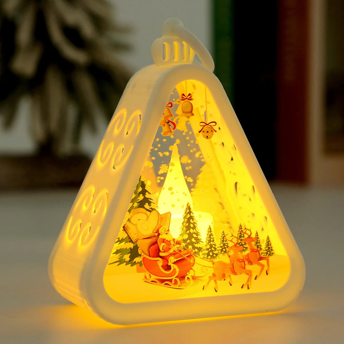 Table Lamp Triangle Warm LED Metal Frame