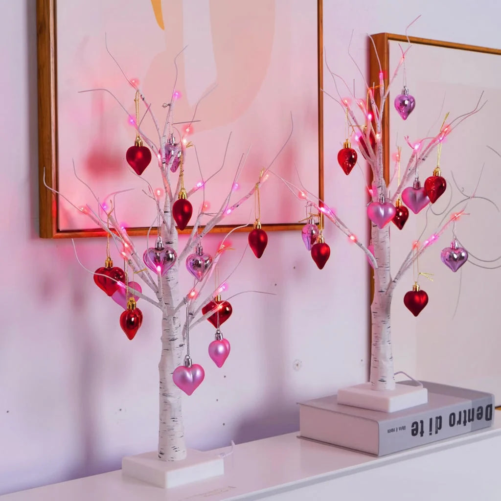 Table Light Pale Birch-Look Warm LED Battery-Powered