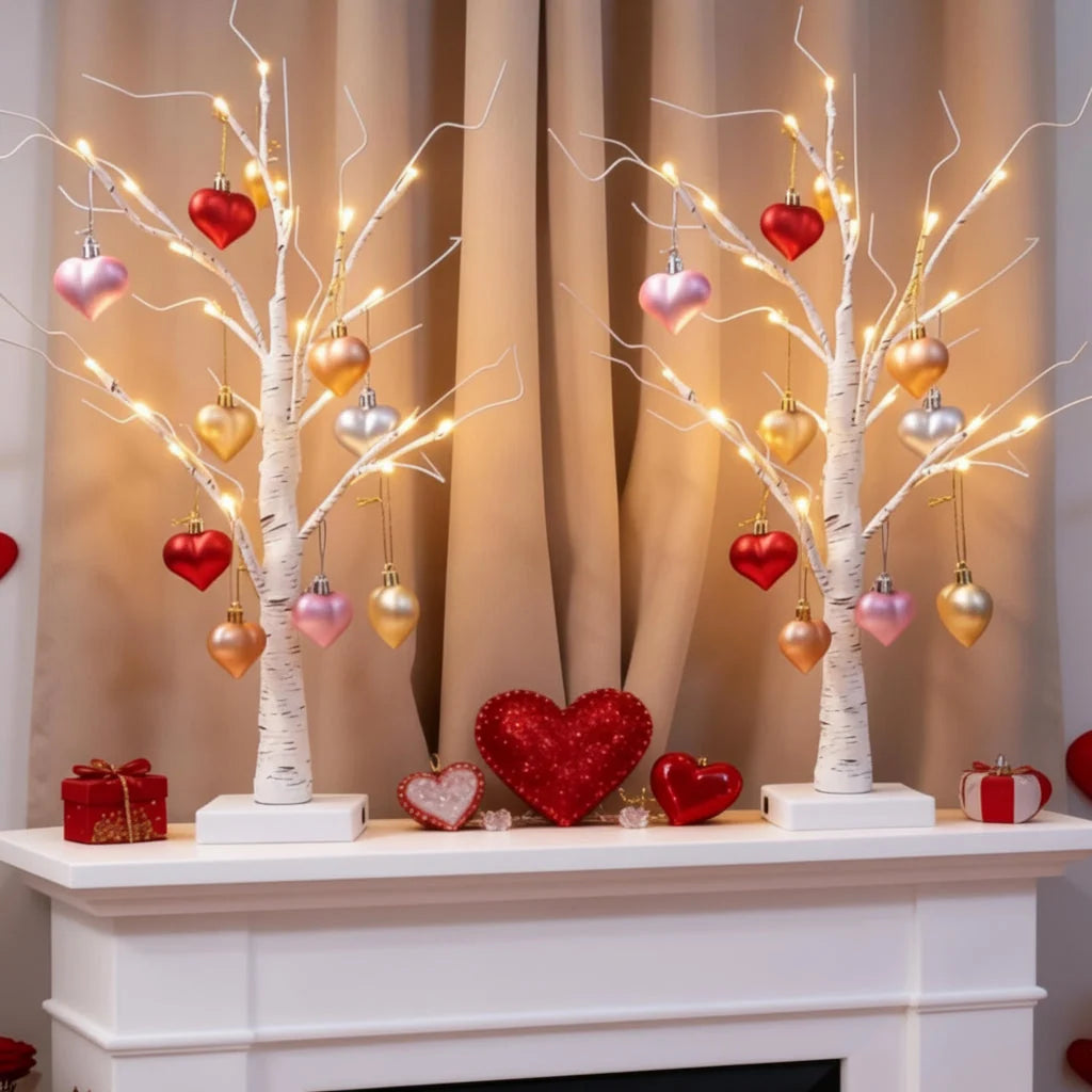 Table Light Pale Birch-Look Warm LED Battery-Powered