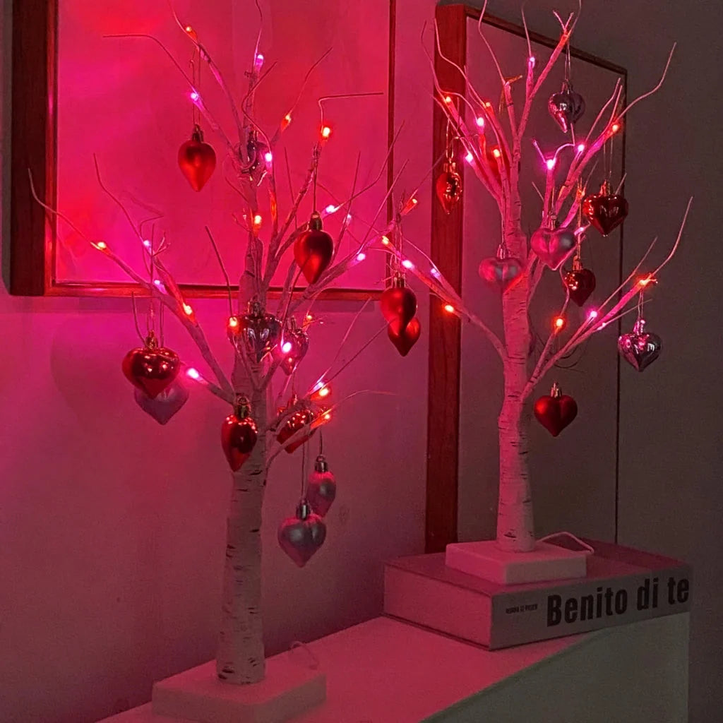 Table Light Pale Birch-Look Warm LED Battery-Powered