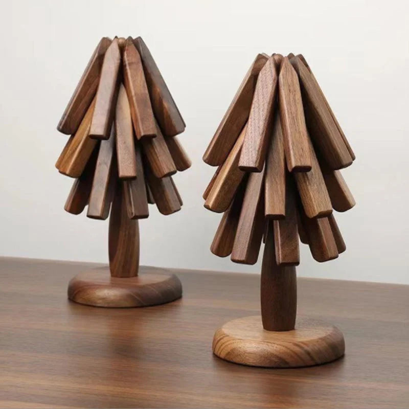 Table Mat Black Walnut Heat-Resistant Stackable Design