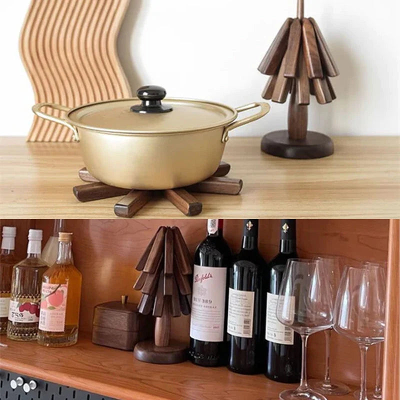 Table Mat Black Walnut Heat-Resistant Stackable Design