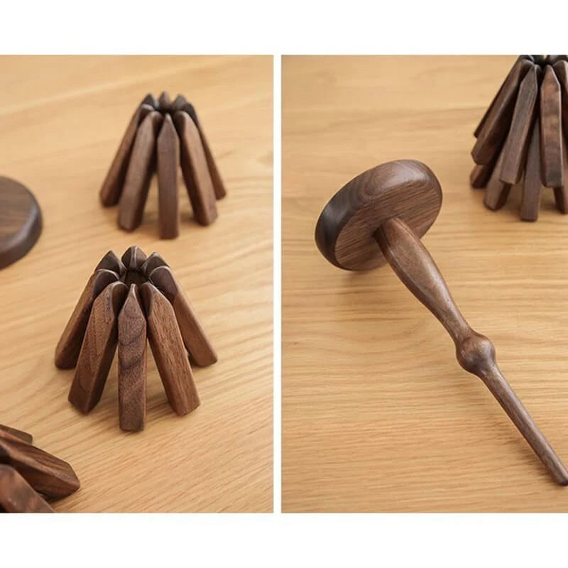 Table Mat Walnut Heat-Resistant Stackable
