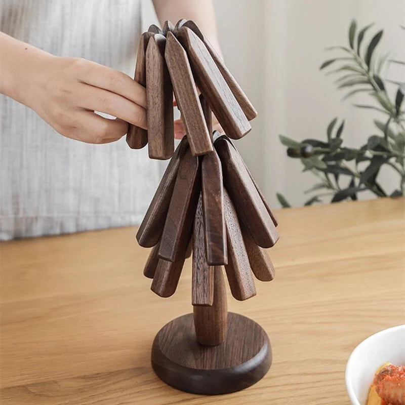 Table Mat Walnut Heat-Resistant Stackable