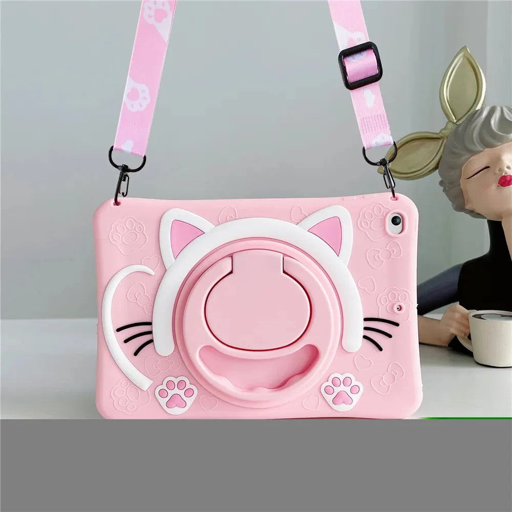 Tablet Case Cartoon Animal Shock-Resistant Adjustable Stand