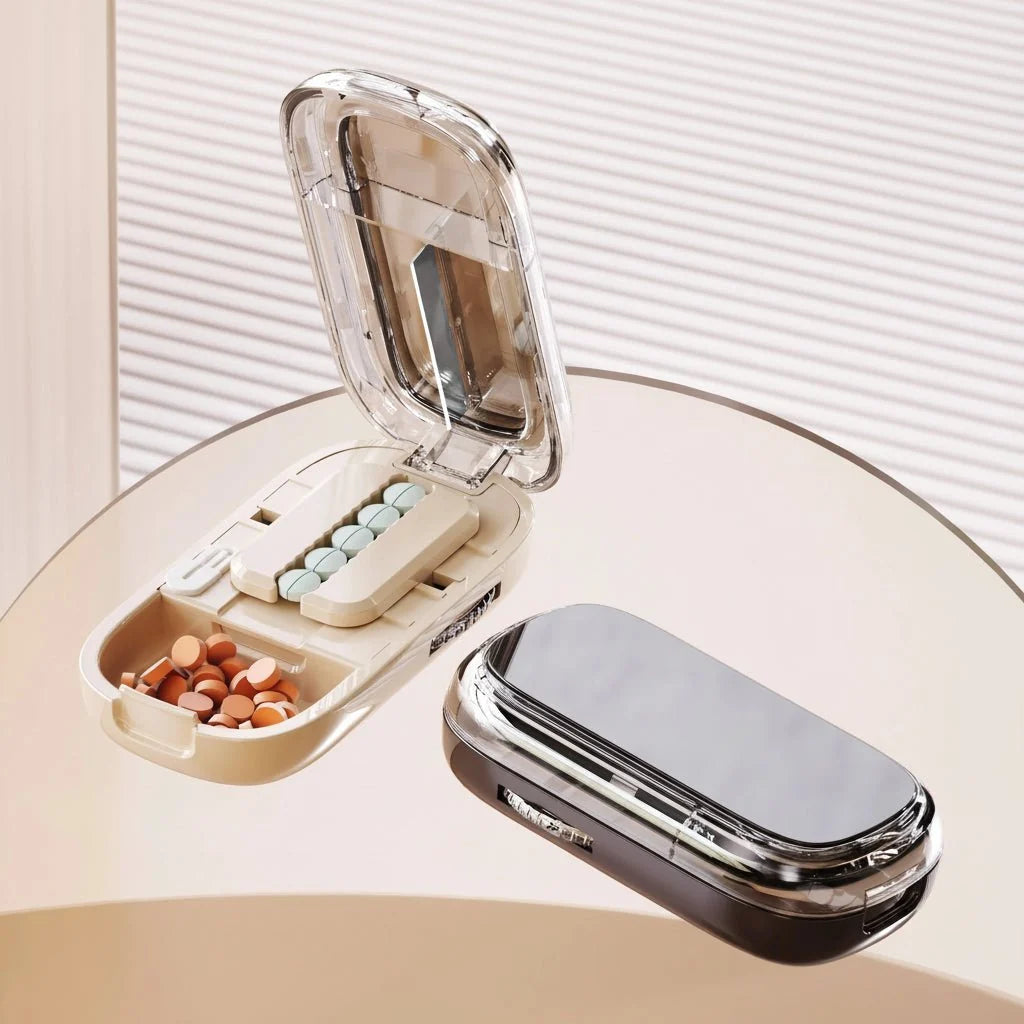 Tablet Cutter Stainless Steel Blade Concealed Pill Compartment