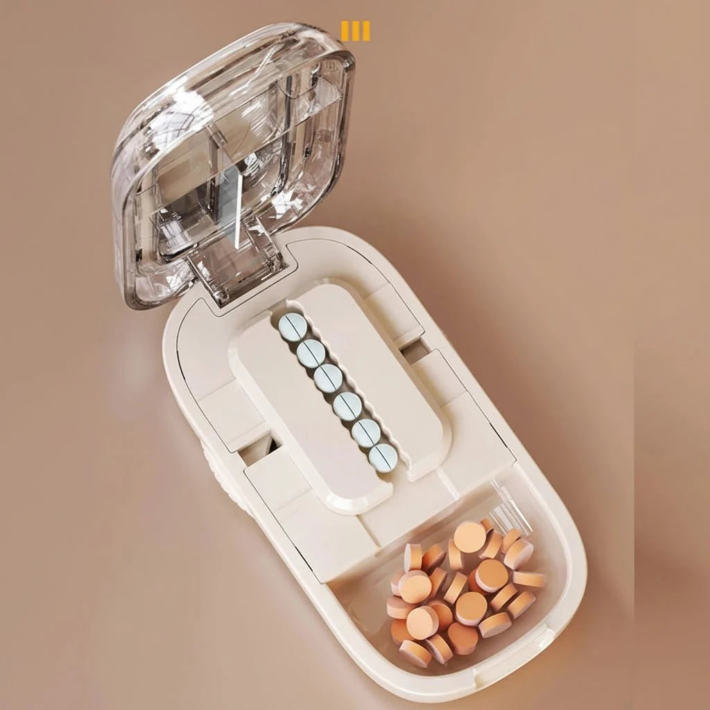 Tablet Cutter Stainless Steel Blade Concealed Pill Compartment