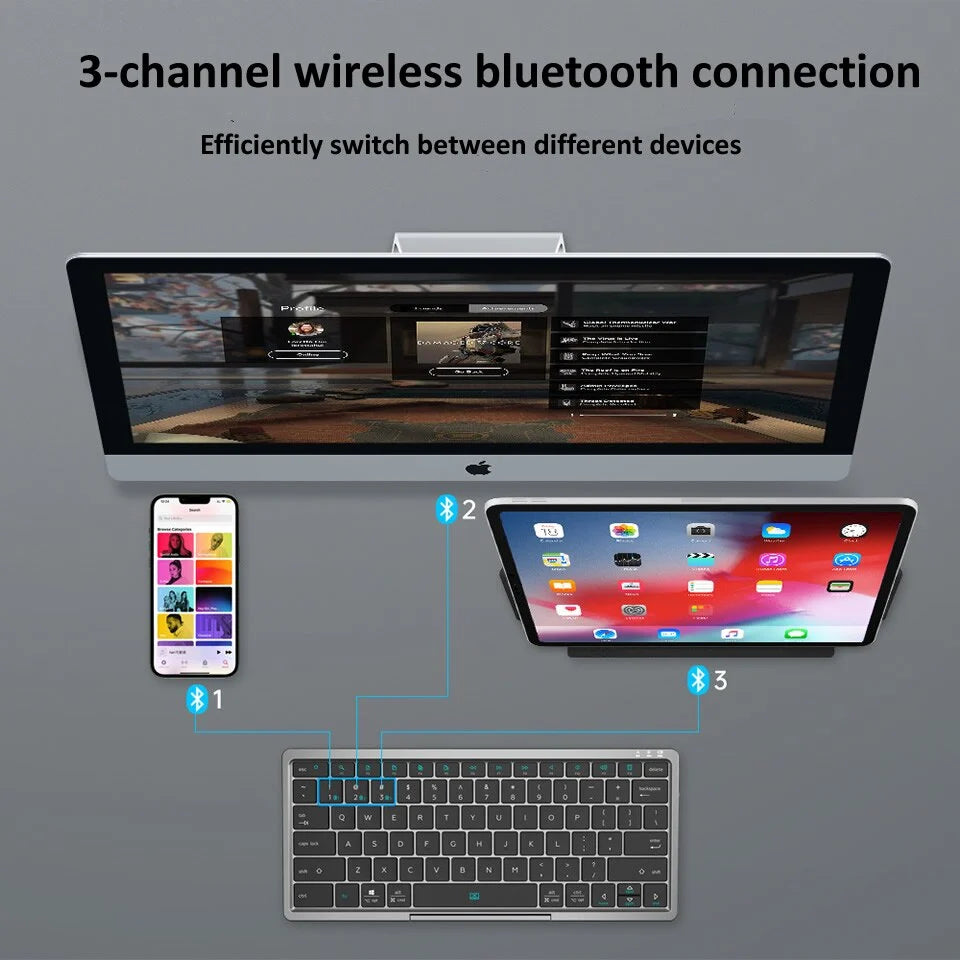 Tablet Keyboard Bluetooth With Touchpad & Built-In Holder