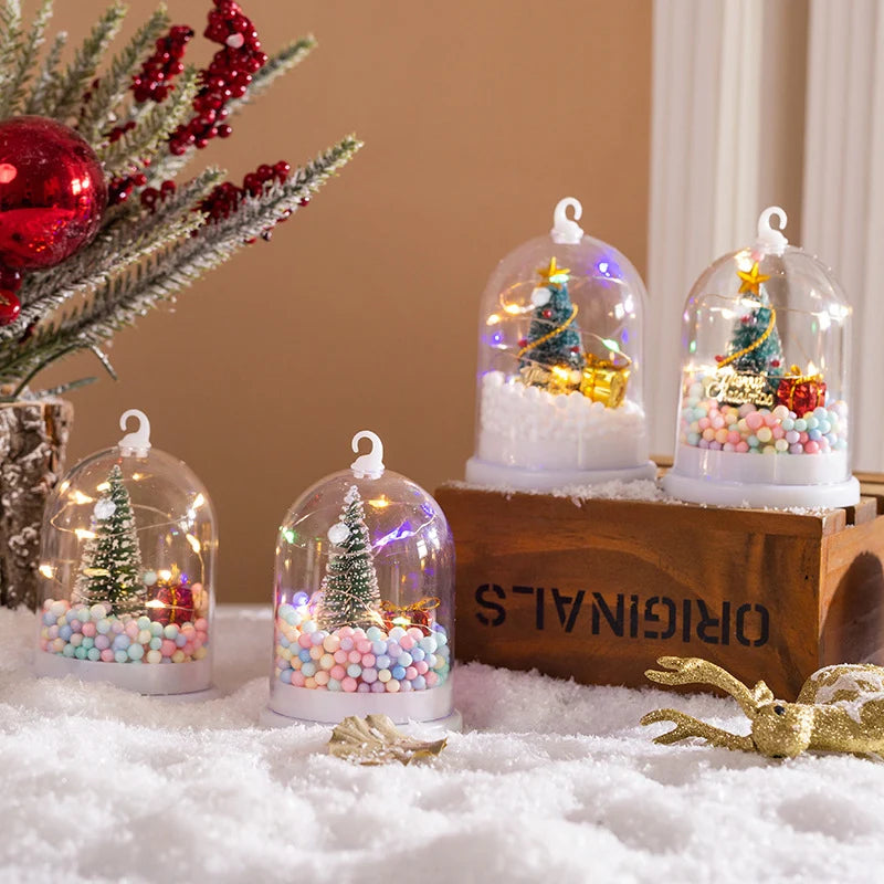 Tabletop Christmas Tree Built-In Lights & Colorful Ornaments