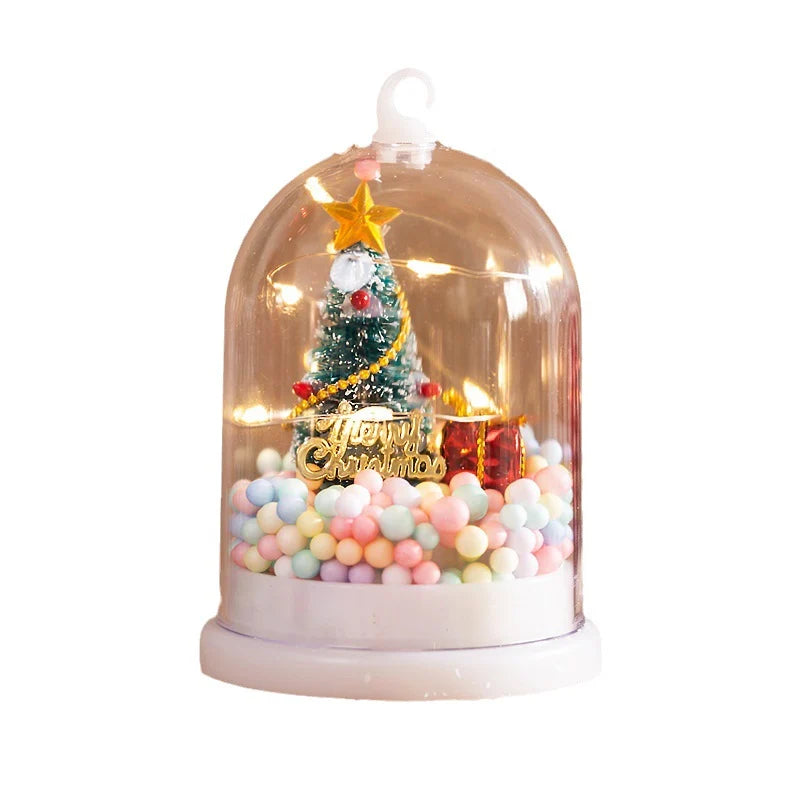 Tabletop Christmas Tree Built-In Lights & Colorful Ornaments