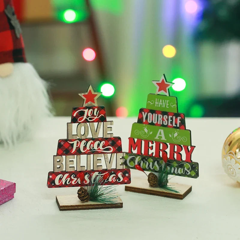 Tabletop Christmas Tree Sustainable Wood Word Art