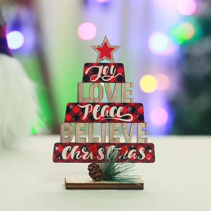 Tabletop Christmas Tree Sustainable Wood Word Art