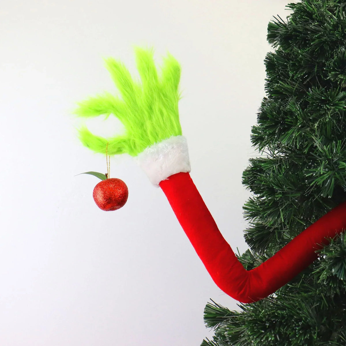 Tabletop Figurine Plush Green Faux Fur & Red Glove