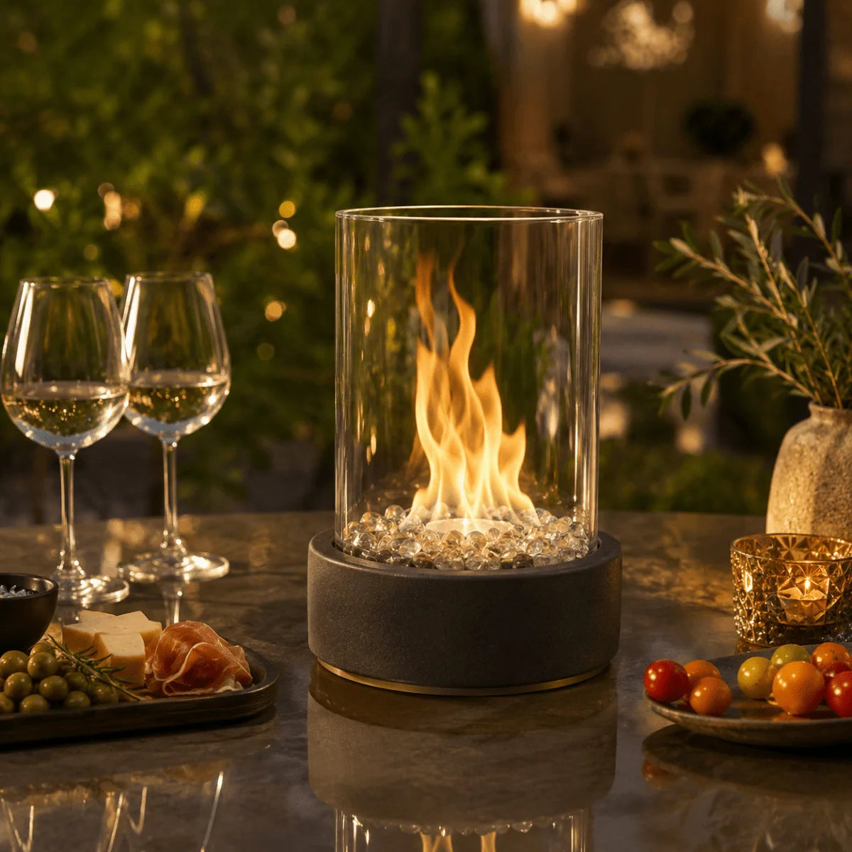 Tabletop Fireplace Bioethanol Fuel Heat-Resistant Glass Minimalist Design