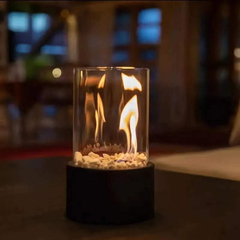 Tabletop Fireplace Bioethanol Smokeless Heat-Resistant Glass Panels
