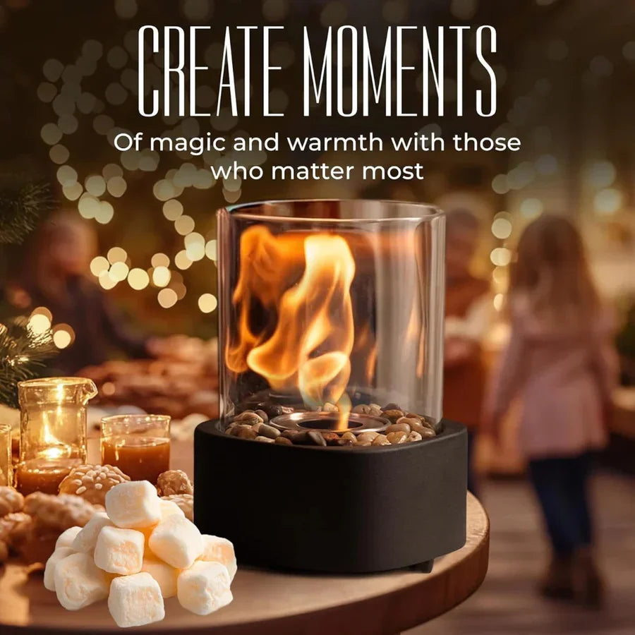 Tabletop Fireplace Portable Ethanol Smokeless Heat-Resistant Glass
