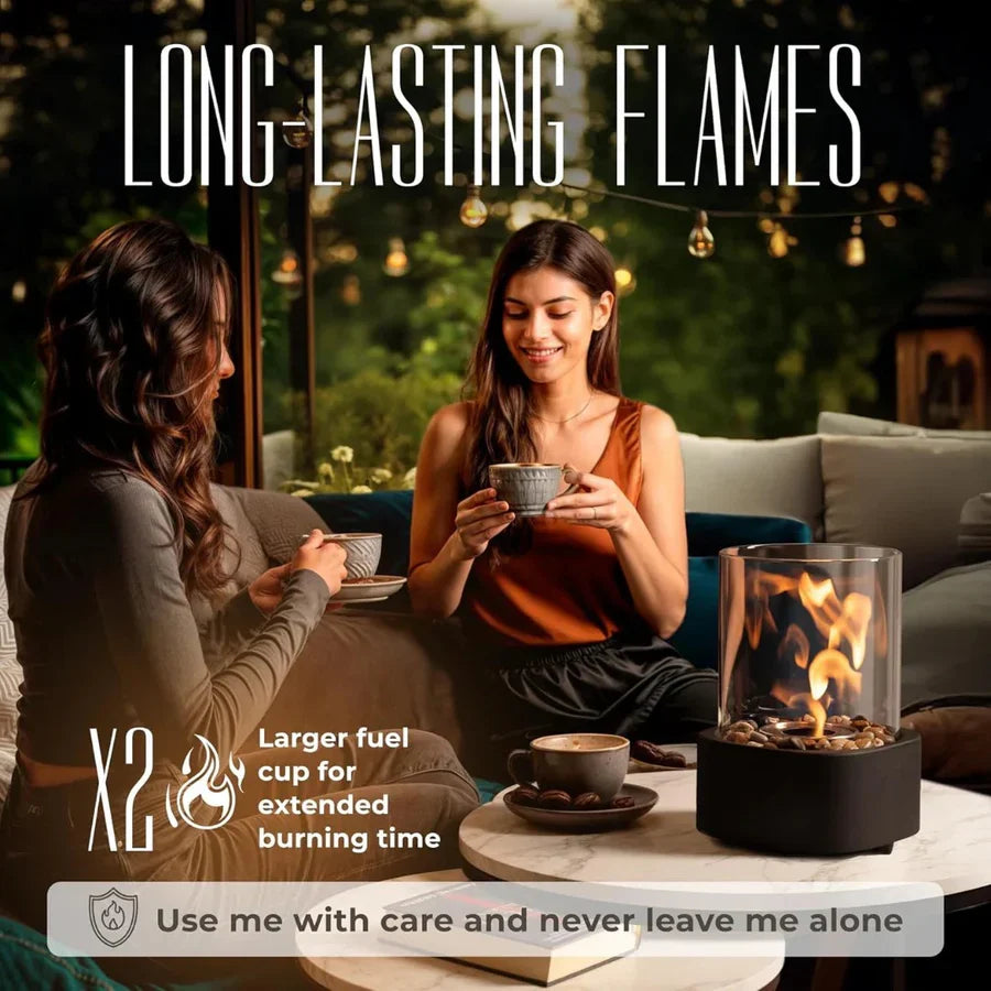 Tabletop Fireplace Portable Ethanol Smokeless Heat-Resistant Glass