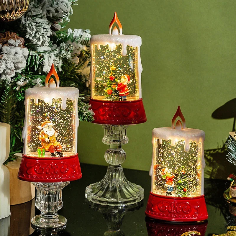 Tabletop Lantern Sparkling LED Santa & Tree
