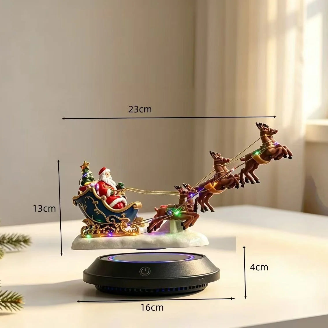 Tabletop Sleigh Floating Design Colorful LED Battery Free