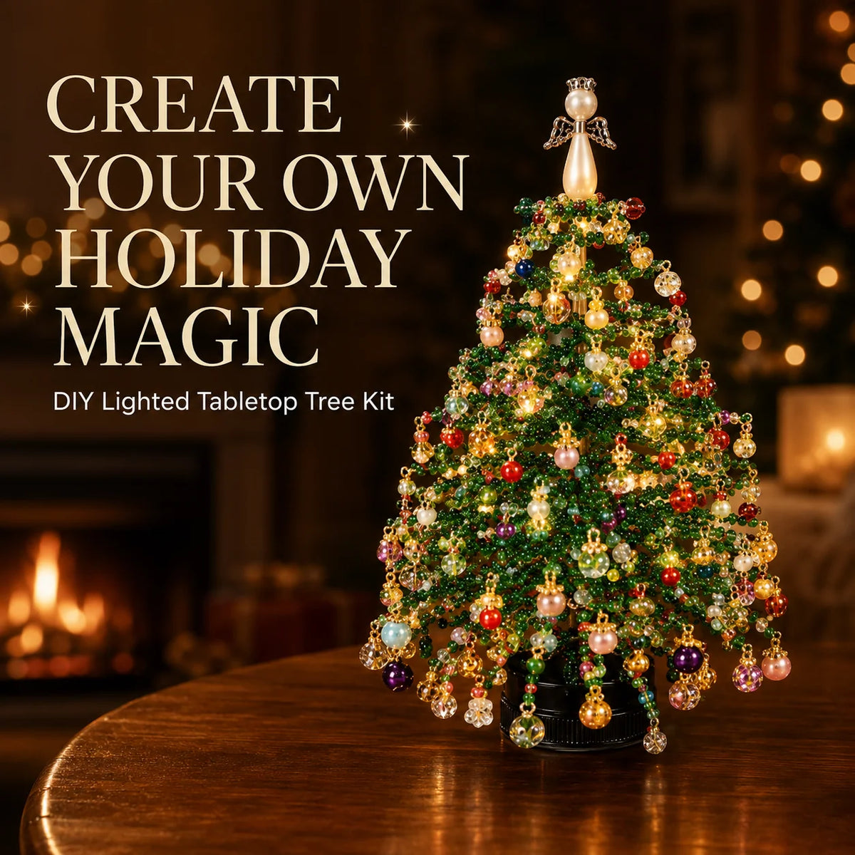 Tabletop Tree Craft Kit Beaded Reusable Seasonal Decor