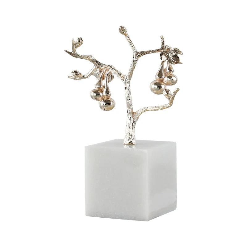 Tabletop Tree Sculpture Gold Metal Compact