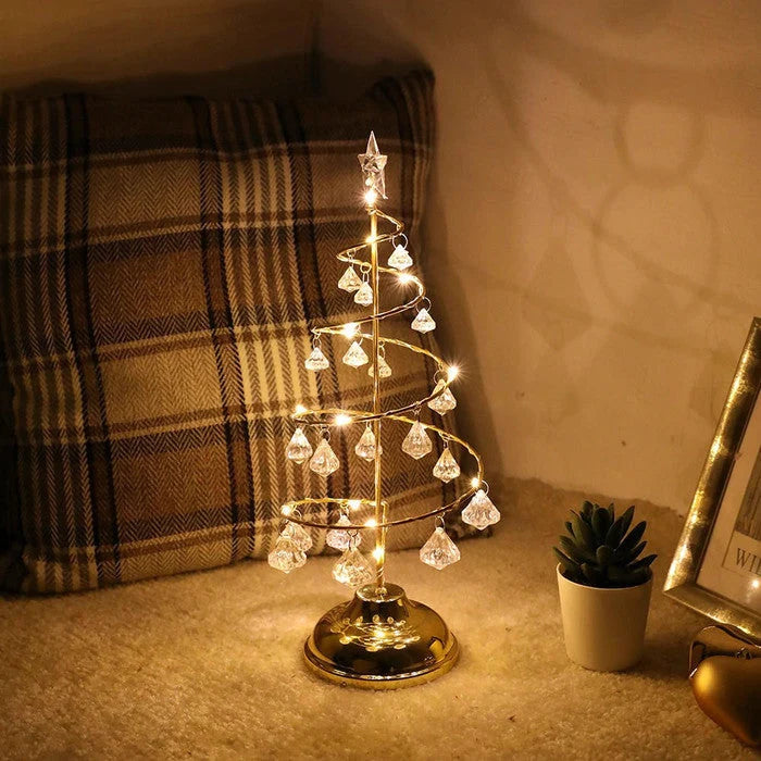 Tabletop Tree Spiral Design Warm Lights Battery Powered
