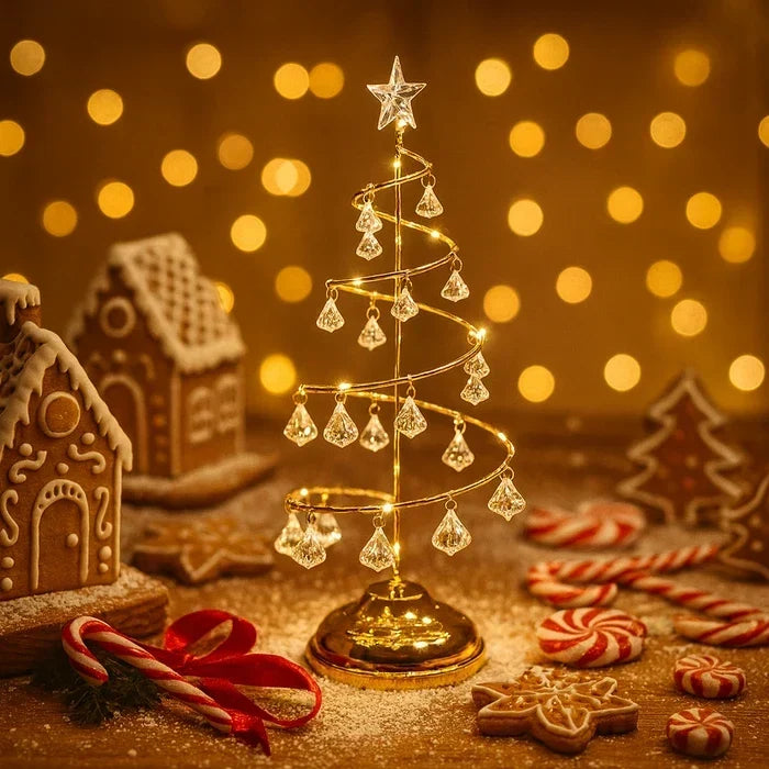 Tabletop Tree Spiral Design Warm Lights Battery Powered