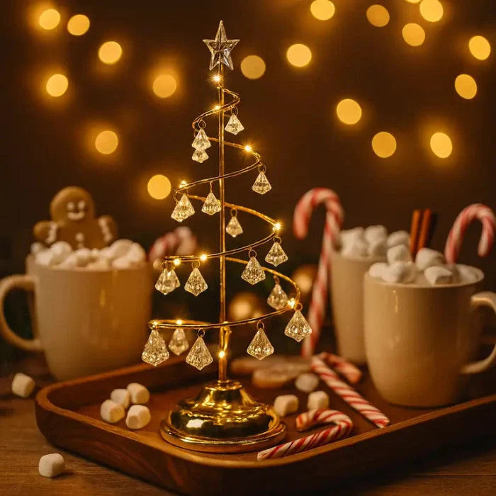 Tabletop Tree Spiral Design Warm Lights Battery Powered