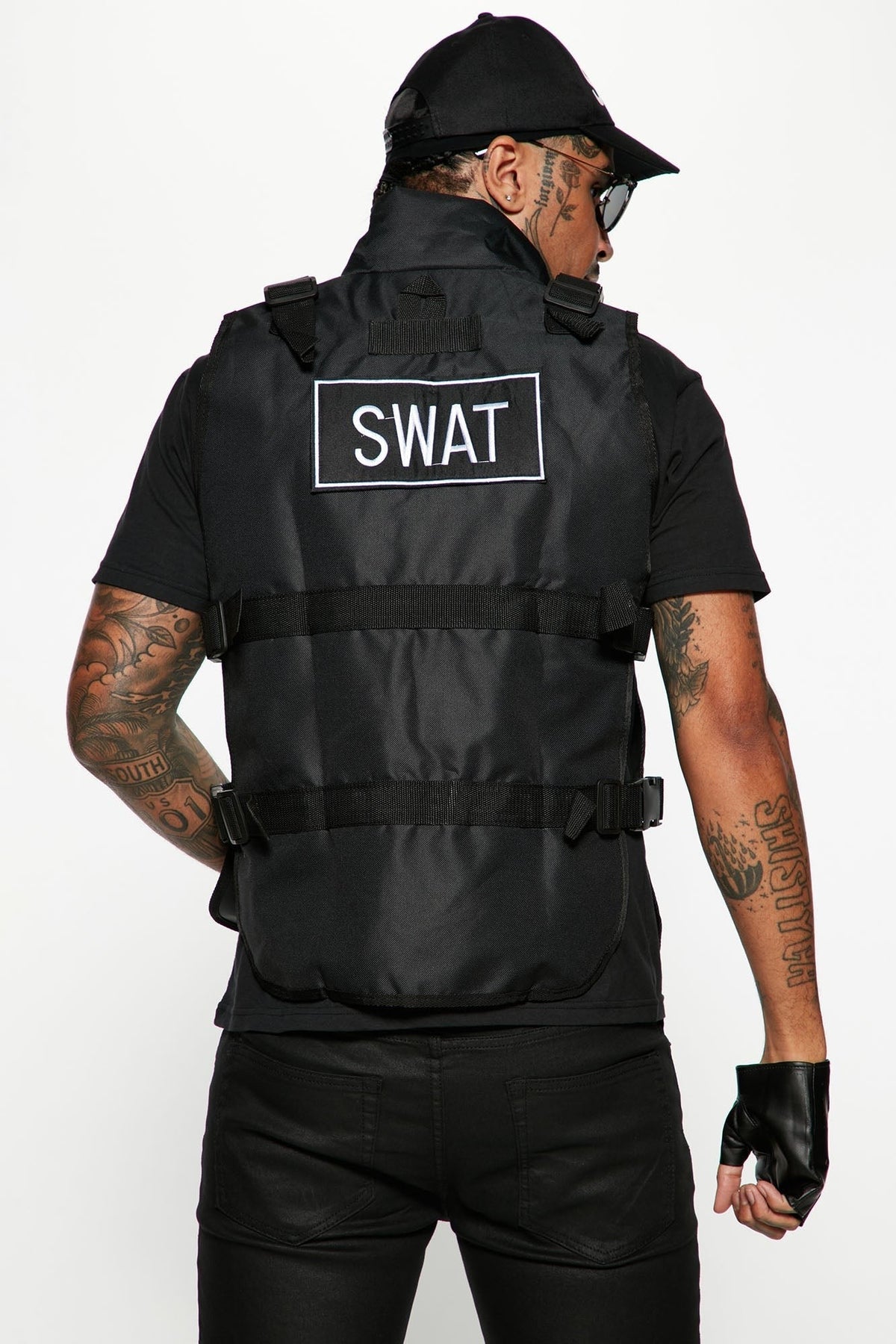 Tactical Costume Set Adjustable Vest, Cap & Fingerless Gloves