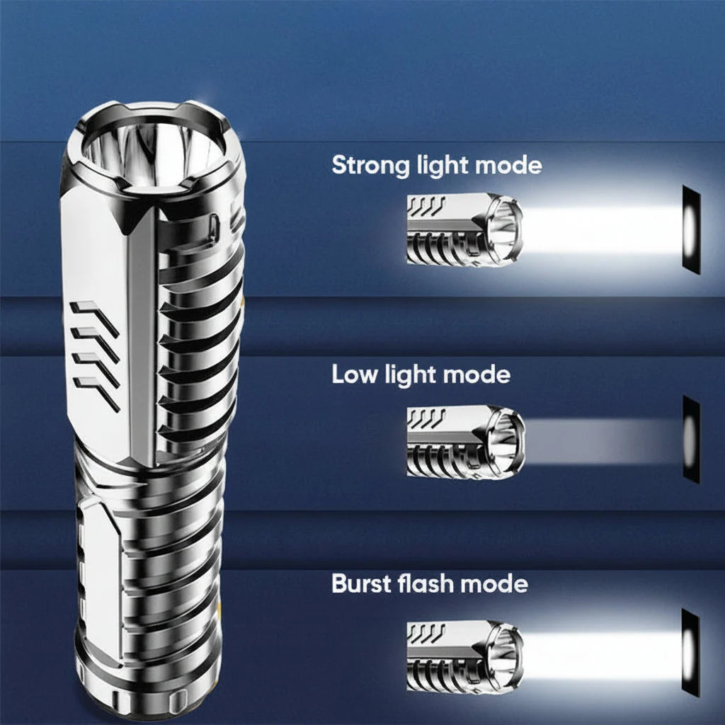 Tactical Flashlight Anodised Aluminium Zoomable Beam USB Rechargeable