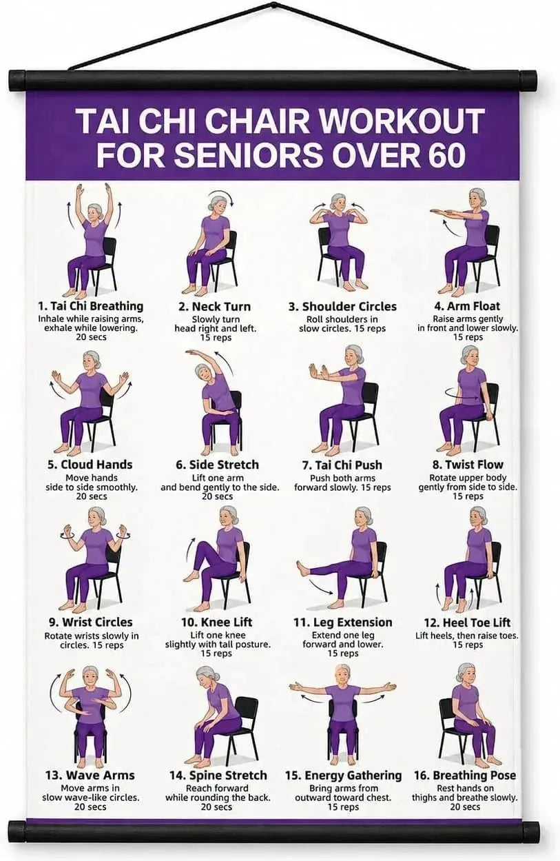 Tai Chi Wall Chart 16 Illustrated Seated Exercises