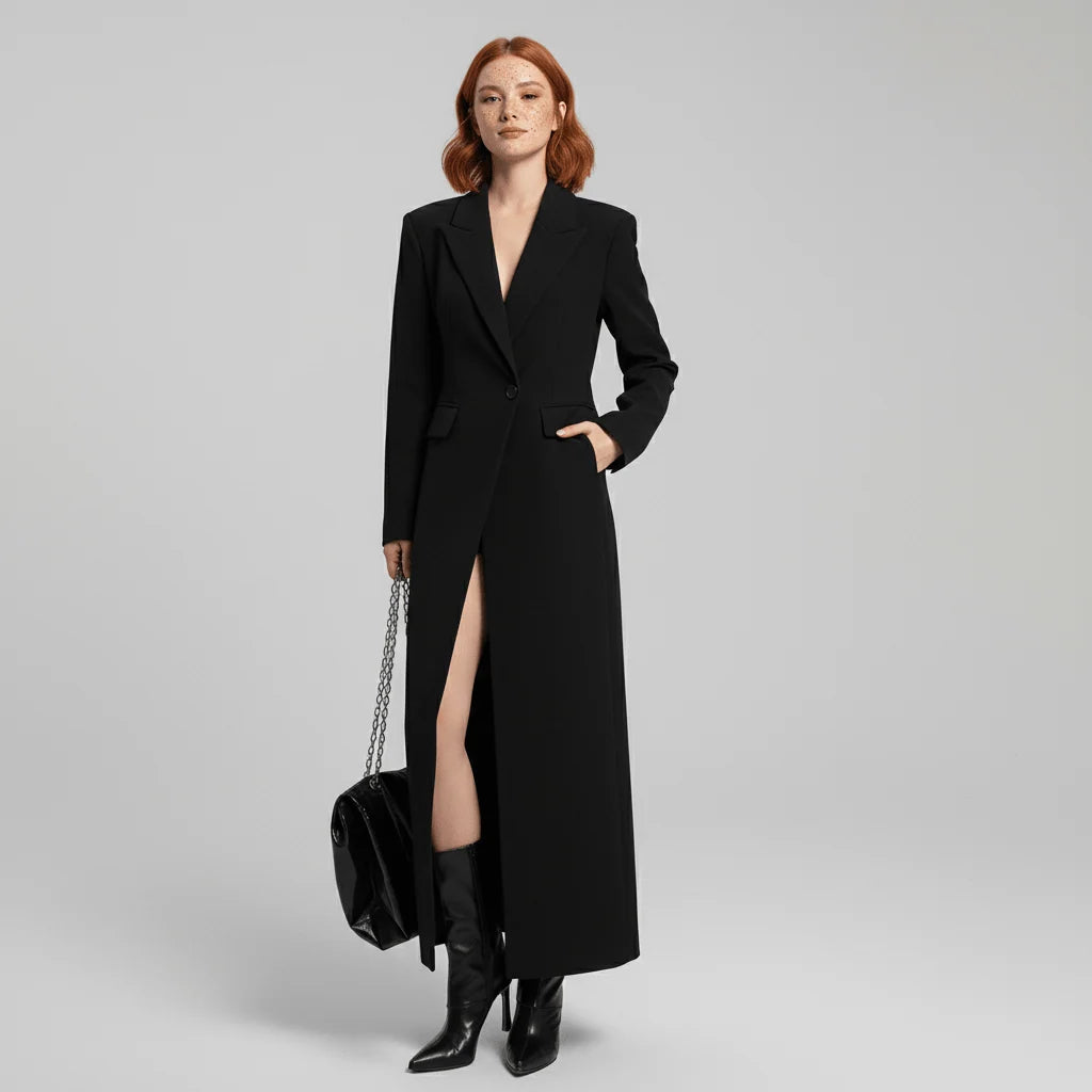 Tailored Coat Slim Fit Mid-Calf Length Structured Shoulders