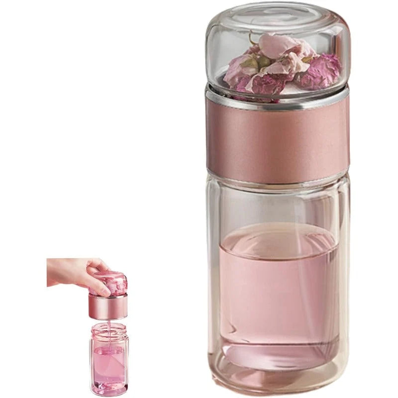 Tea Infuser Bottle Tilt-Brew Double-Wall Glass