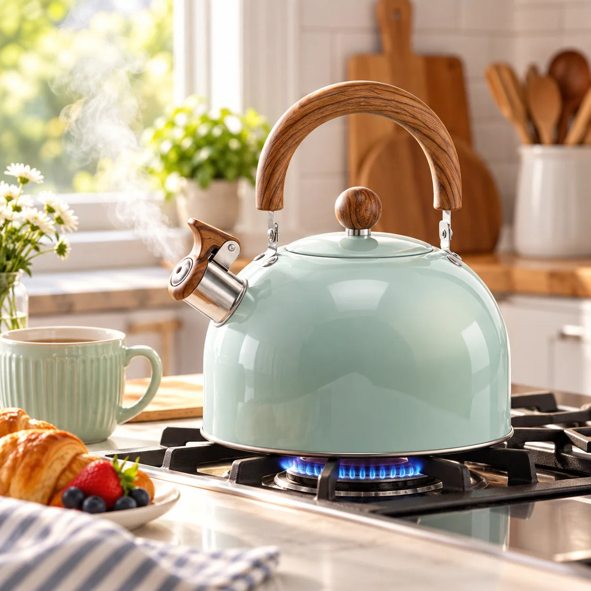 Tea Kettle Stainless Steel Whistling Stovetop 84.5 Fl Oz