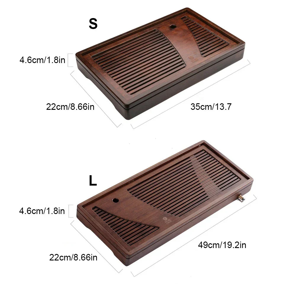 Tea Serving Tray Bamboo Surface Removable Top
