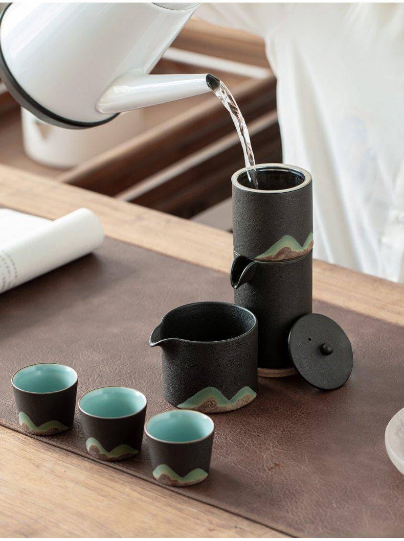 Tea Set Pottery Metal Filter Set of 5