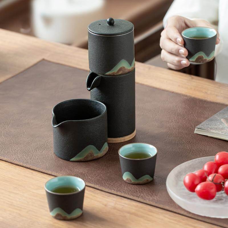 Tea Set Pottery Metal Filter Set of 5