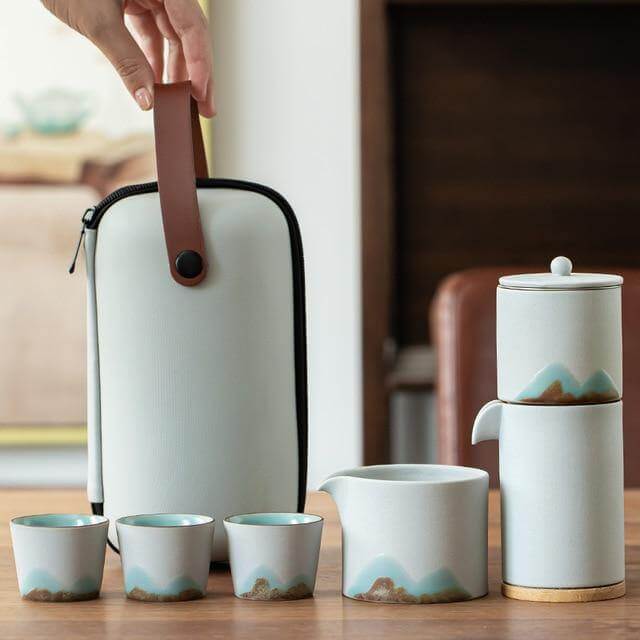Tea Set Pottery Metal Filter Set of 5