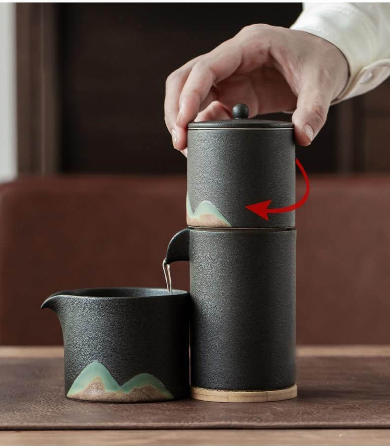 Tea Set Pottery Metal Filter Set of 5