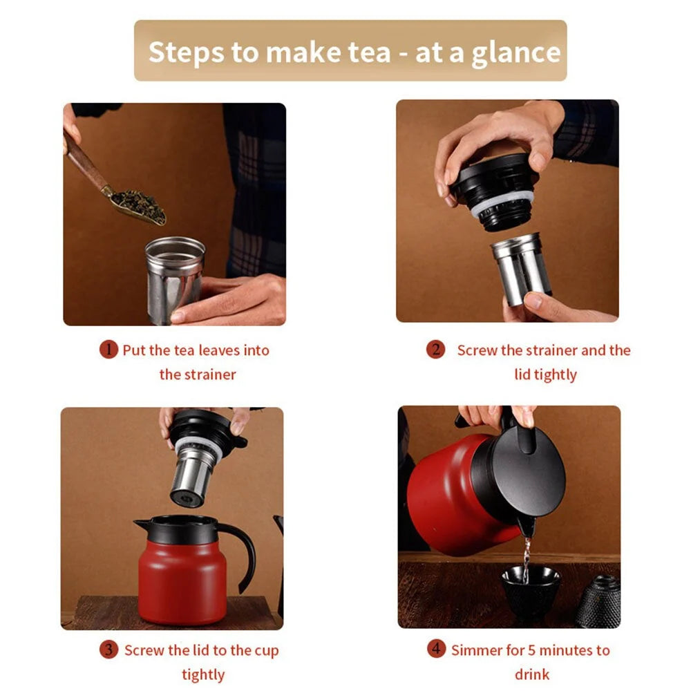 Teapot Double-Wall Insulated Stainless Steel 27.1 Fl Oz