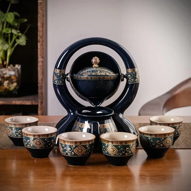 Teapot Set Ceramic Bamboo Tray Travel Bag Included