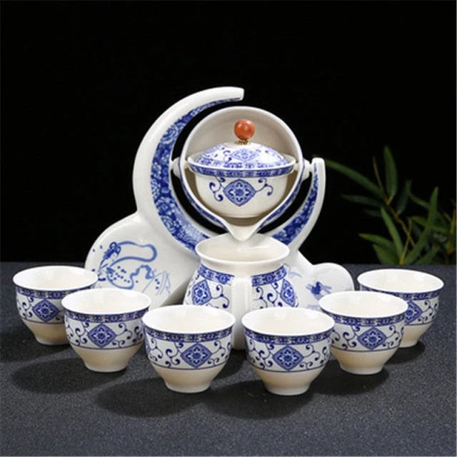 Teapot Set Ceramic Bamboo Tray Travel Bag Included