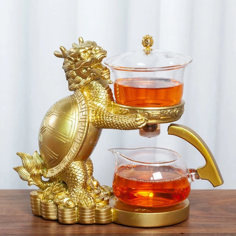 Teapot With Infuser Basket Dragon Design