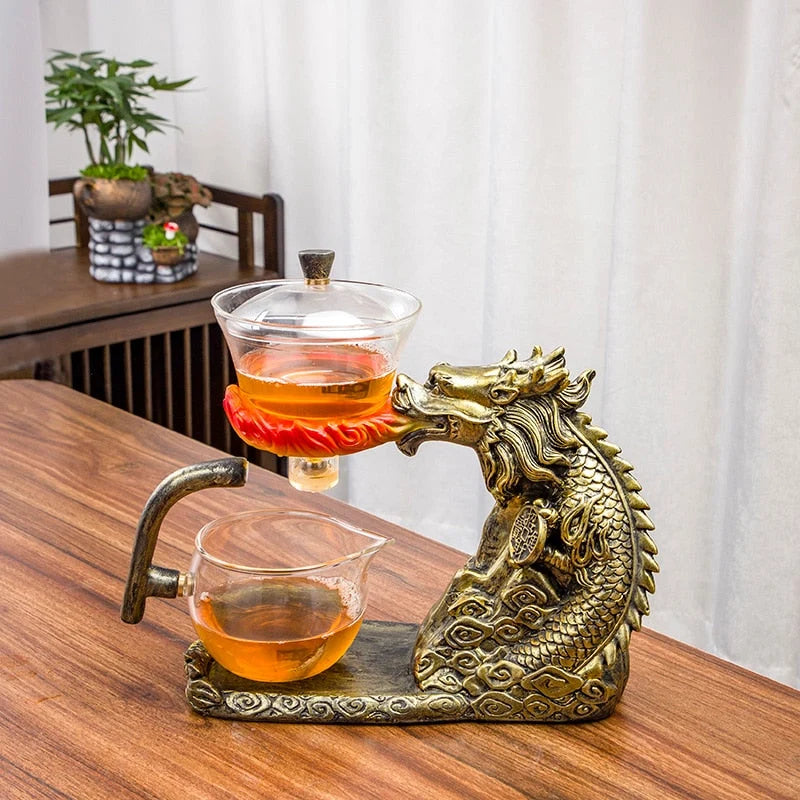 Teapot With Infuser Basket Dragon Design
