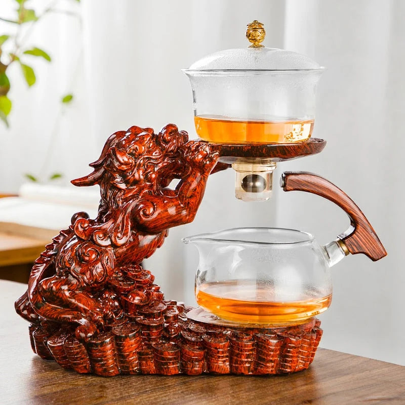 Teapot With Infuser Basket Dragon Design